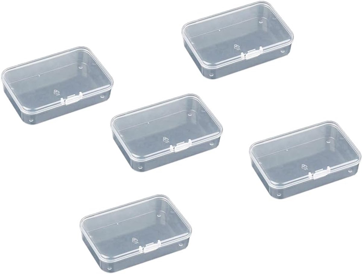 SnelShoppen - 5 Stuks Mini Plastic Opbergdozen met Deksel, Duidelijke Kleine Opbergboxen voor Kralen, Knutselen, Sieraden en Kleine Voorwerpen (9x6cm)