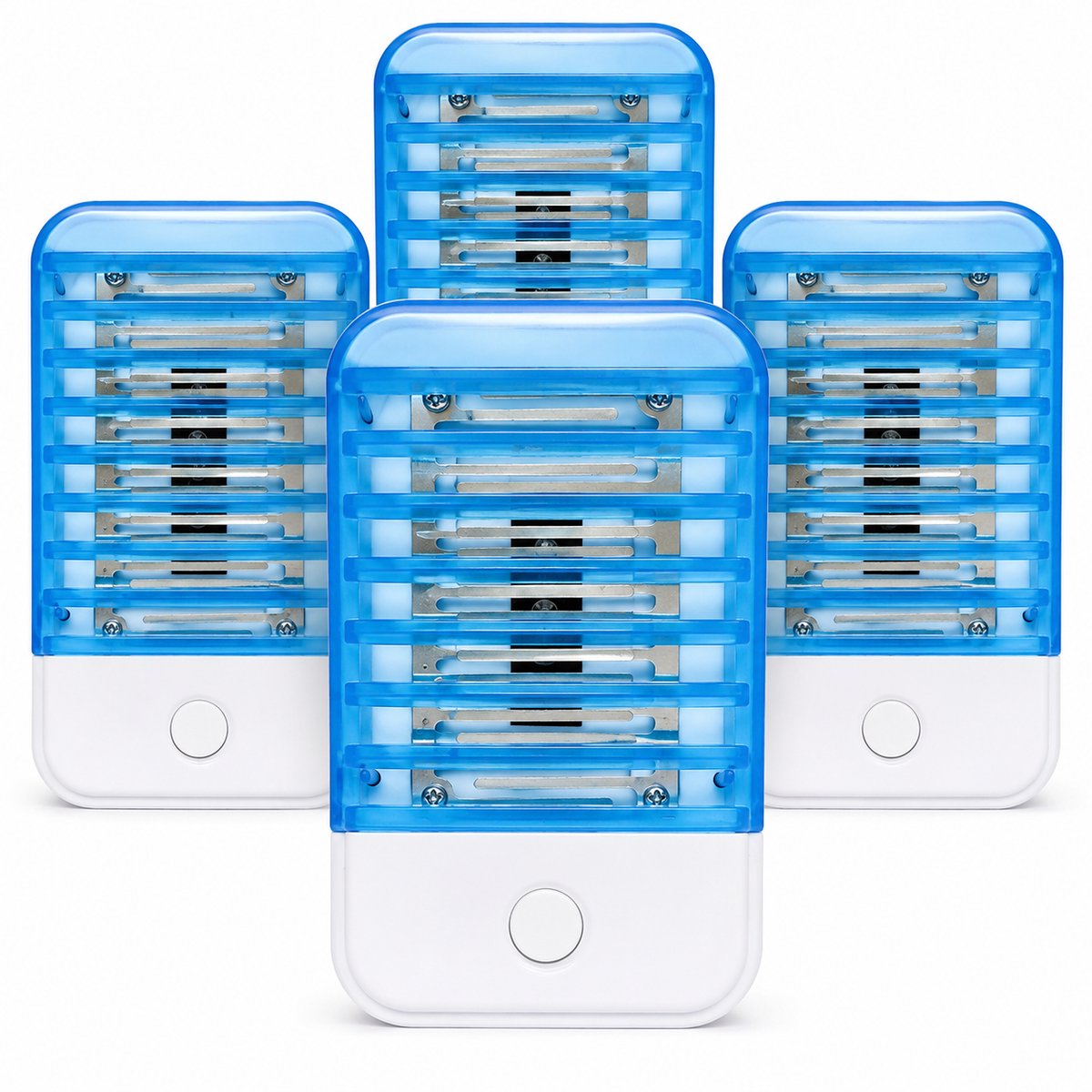Muggenlamp Binnen - 4 Pack Elektrische Insectenverdelger met UV-Licht - Vliegenvanger en Muggenvanger voor Slaapkamer en Keuken - Effectieve Vliegenlamp en Insectenlamp-lichtblauw