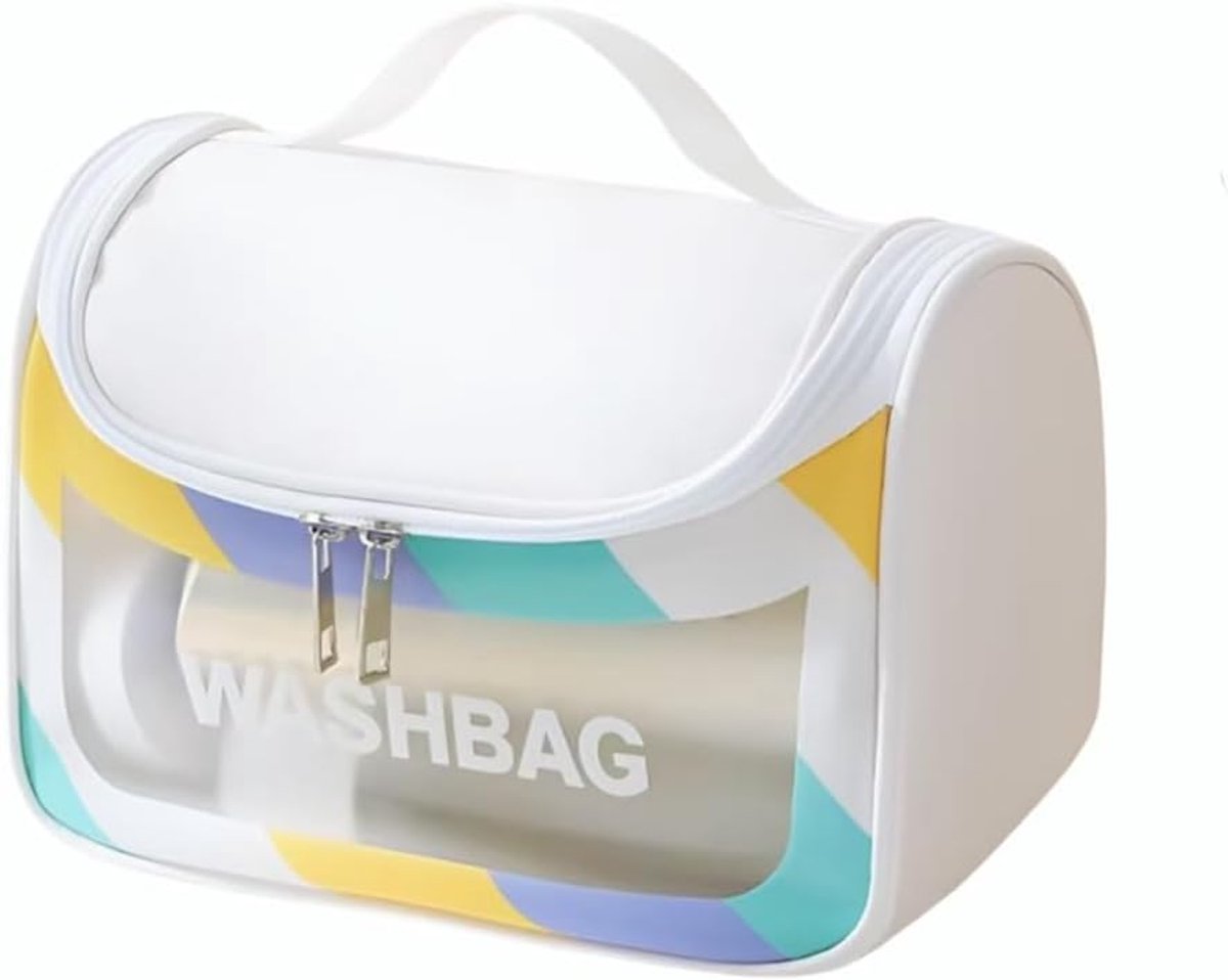 SnelShoppen - Makeup Bag Toiletry Bag Transparant Waterdicht Modern Design Cosmetica Reistas Wit - Ideaal voor Reizen en Dagelijks Gebruik