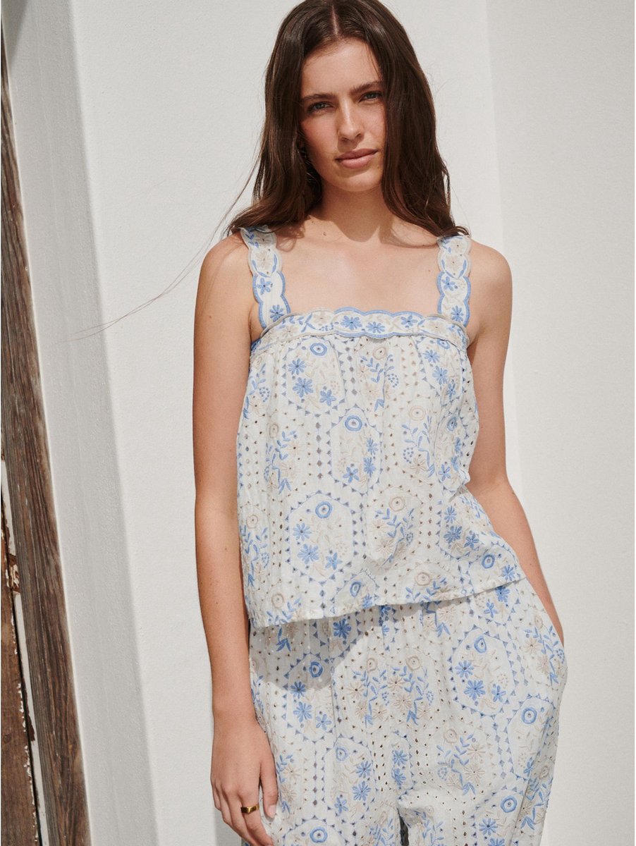 Next - Dames - Geborduurde top - Blauw
