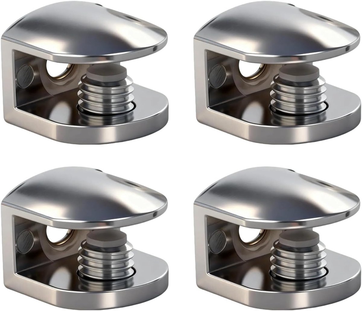 Verstelbare Glashouder Set van 4 Stuks, Zinklegering, Geschikt voor Houten en Glazen Leuningen, 8-10 mm