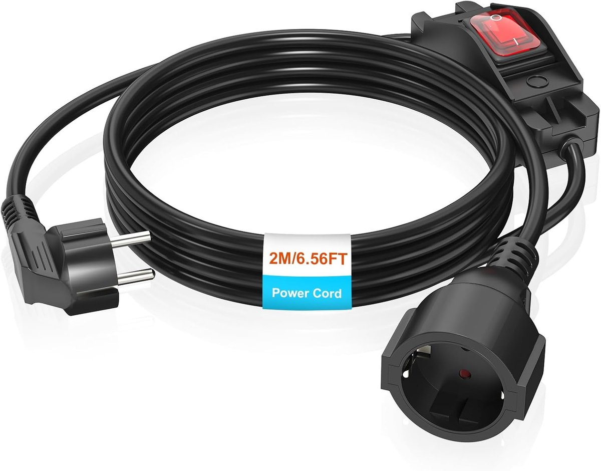 SnelShoppen - Spiral Extension Kabel 10m Geaard met Schakelaar voor Buiten en Binnen - Perfect voor Thuis, Kantoor, Tuin en Camping