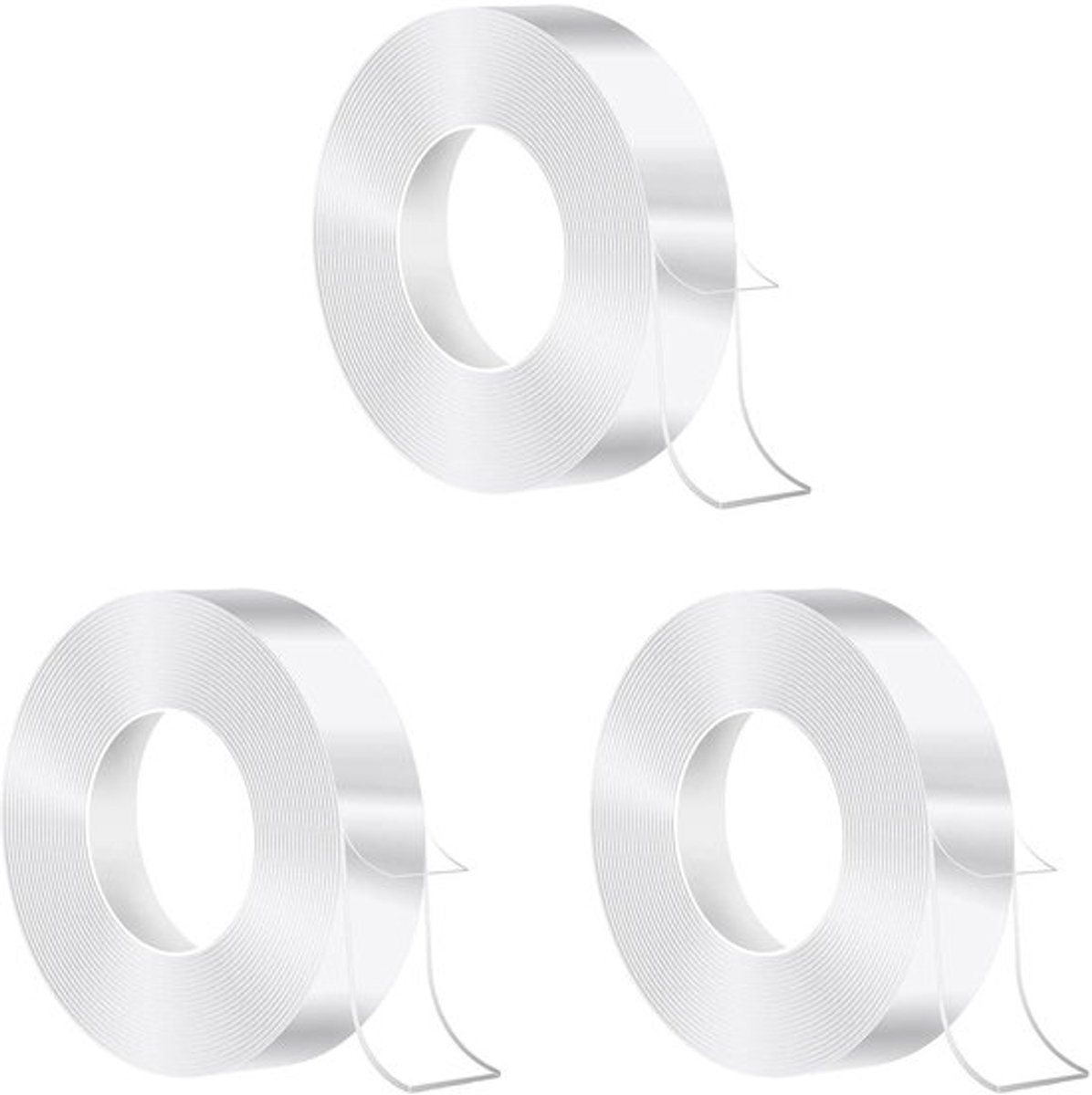 Dubbelzijdig plakband - Set van 3 Premium Nano-tape rollen - Extra sterk en geschikt voor tapijt, keuken, feest en fotoposter - 3 meter
