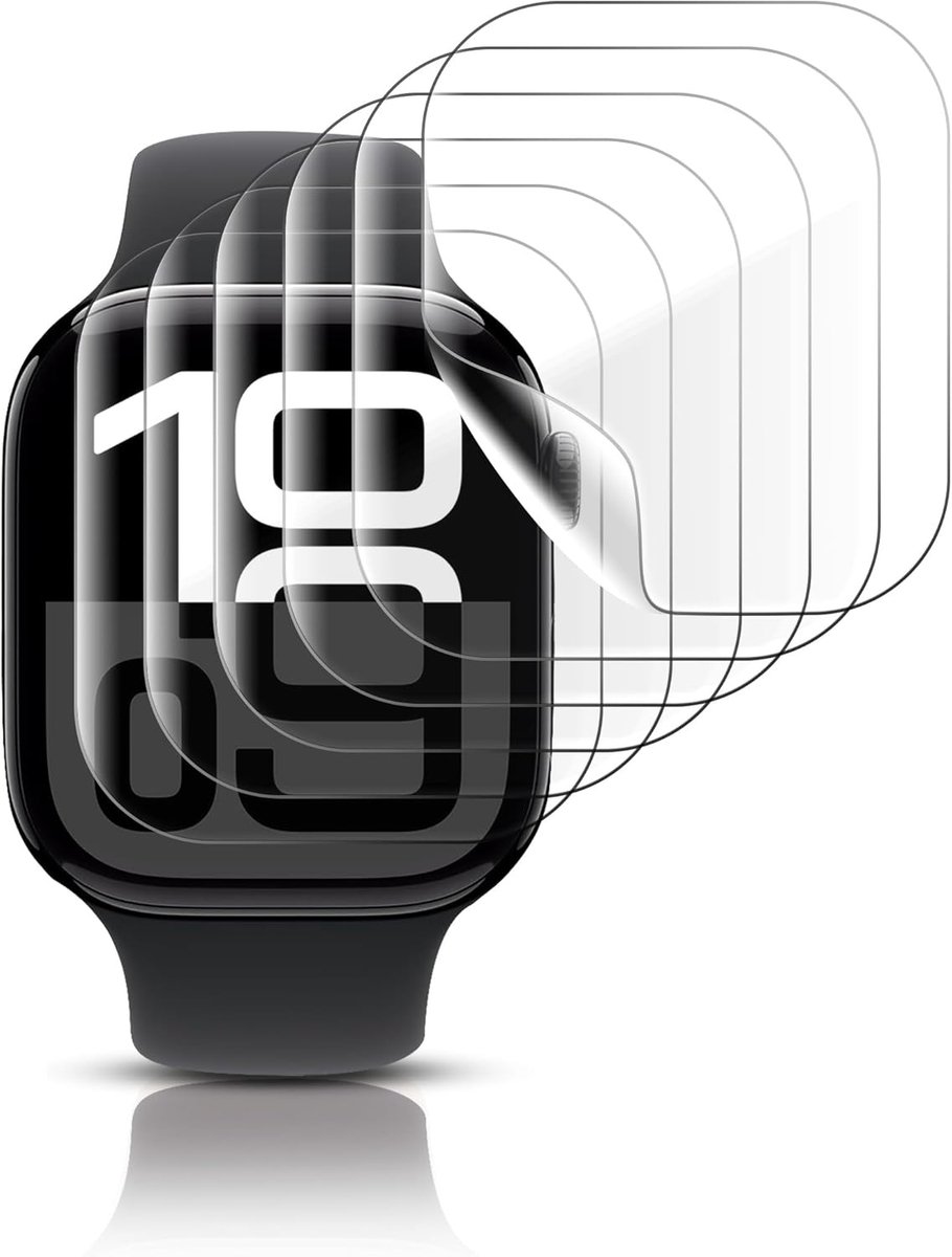 SnelShoppen - 6 Pack TPU Flexibele Film voor Apple Watch Screen Protector 46mm - Ultra-Dunne HD Bescherming voor Smartwatch - Perfecte Hoek en Rand Be