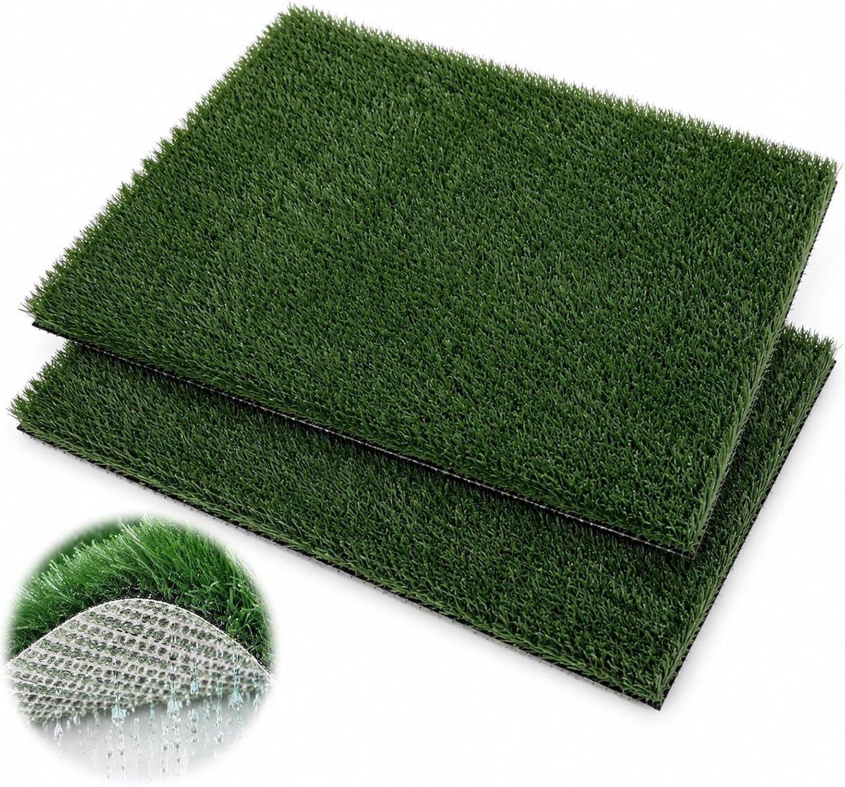 Hondentoilet voor thuis, 2 stuks, 46 x 35,5 cm, kunstgras, ideaal voor puppytraining en balkongebruik, vervangende gazontraining, pee pads, hondenaccessoires