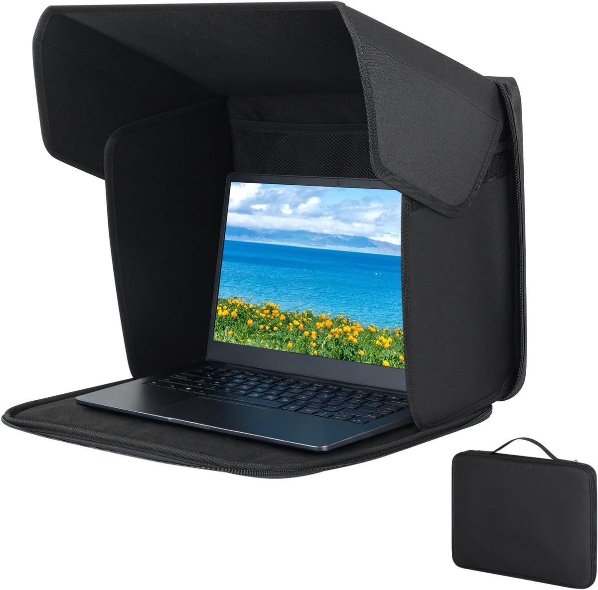 SnelShoppen - Universele Laptop Zonbescherming, Opvouwbare 2-in-1 Laptop Tas met Schermzonwering en Privacyfilter voor 12-16 Inch Laptops, Draagbare L