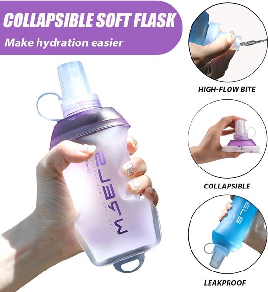 Thijox - Opvouwbare Zachte Fles 200 ml - BPA-vrije TPU Waterfles met Hangende Ring - Lichtgewicht Soft Flask voor Hardlopen, Fietsen en Wandelen (2 st van Thijox — afbeelding 5