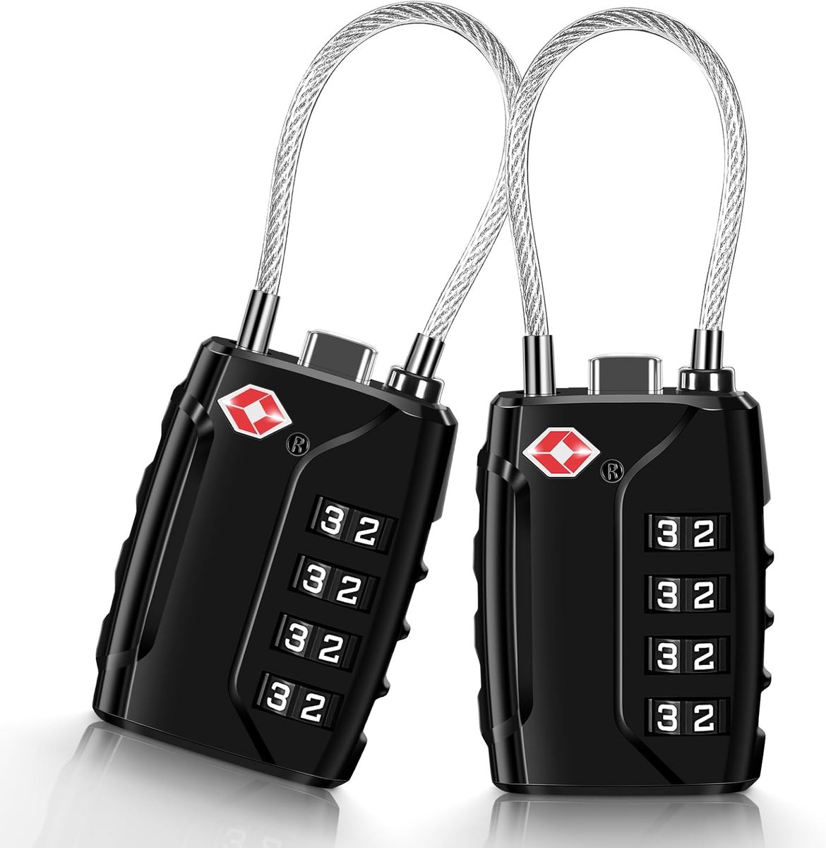 SnelShoppen - 2Pcs TSA Goedgekeurde Bagagelocks met 4 Cijfer Combinatie, Zwart - Veiligheidslot voor Koffer, Reistas en Kluisje, Ideaal voor Reizen