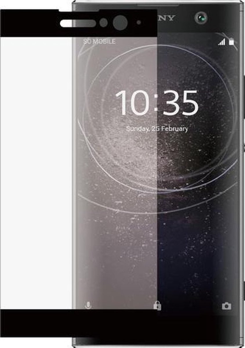 MH by Azuri screen protector Tempered Glass flatt -  zwart frame- voor Sony XA2