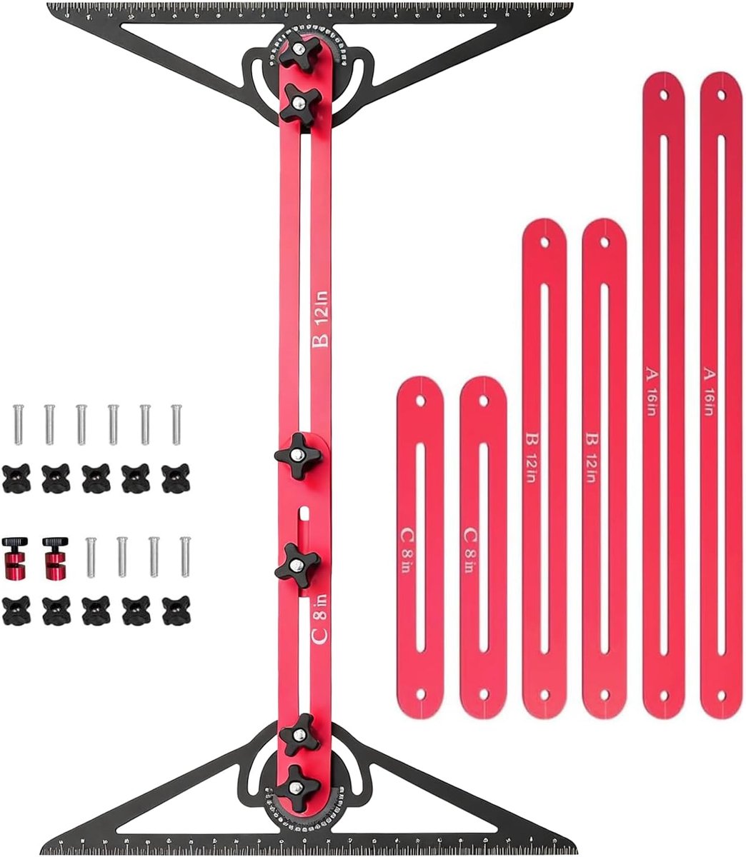 SnelShoppen - Verstelbare Aluminium Alliantie Trap Meetgereedschap 10.5 tot 60.5 Inch met Protractor en Schaalweergave voor Trap en Scheidingswanden