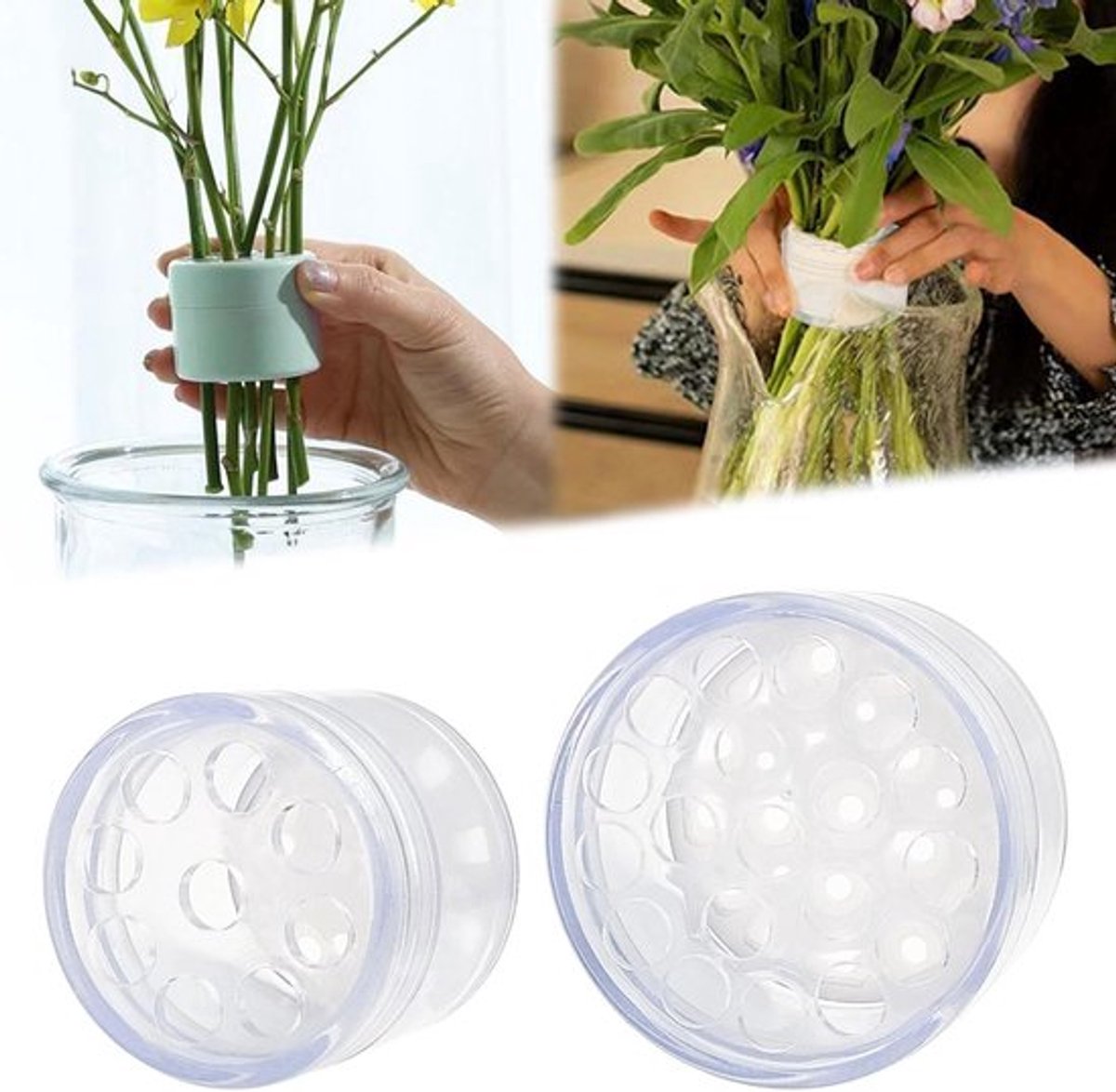 Bloemensteelhouders in spiraalontwerp - Set van 2 - Boeket arrangeerstift - DIY cadeau voor bloemenliefhebbers