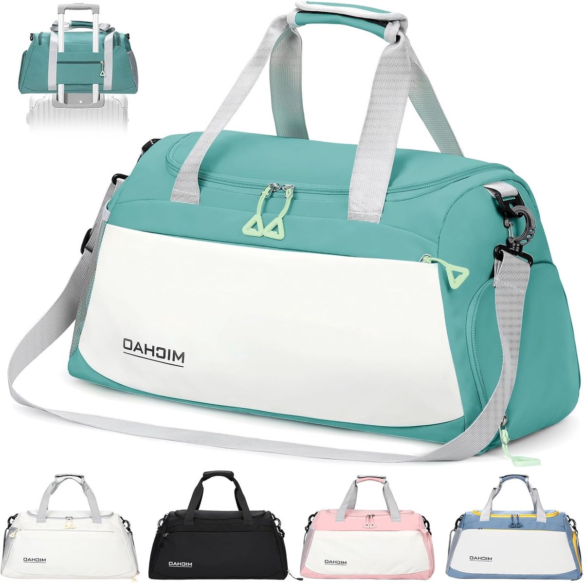 SnelShoppen - Travel Bag 35L Sporttas voor Vrouwen met Schoencompartiment en Vochtige Zak, Ideaal voor Sport, Reizen, Zwemmen, Yoga, Wandelen - Wit +