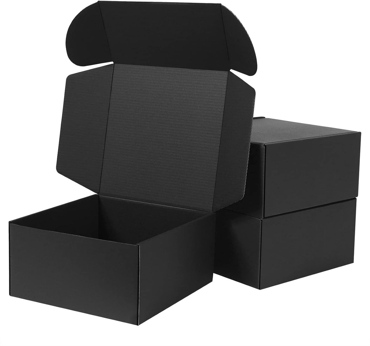 SnelShoppen - 10 Stuks Vouwbare Cadeauboxen 8x8x4 Inch - Zwart Karton - Sterk en Duurzaam - Perfect voor Kerst, Feesten en Verzenddoeleinden