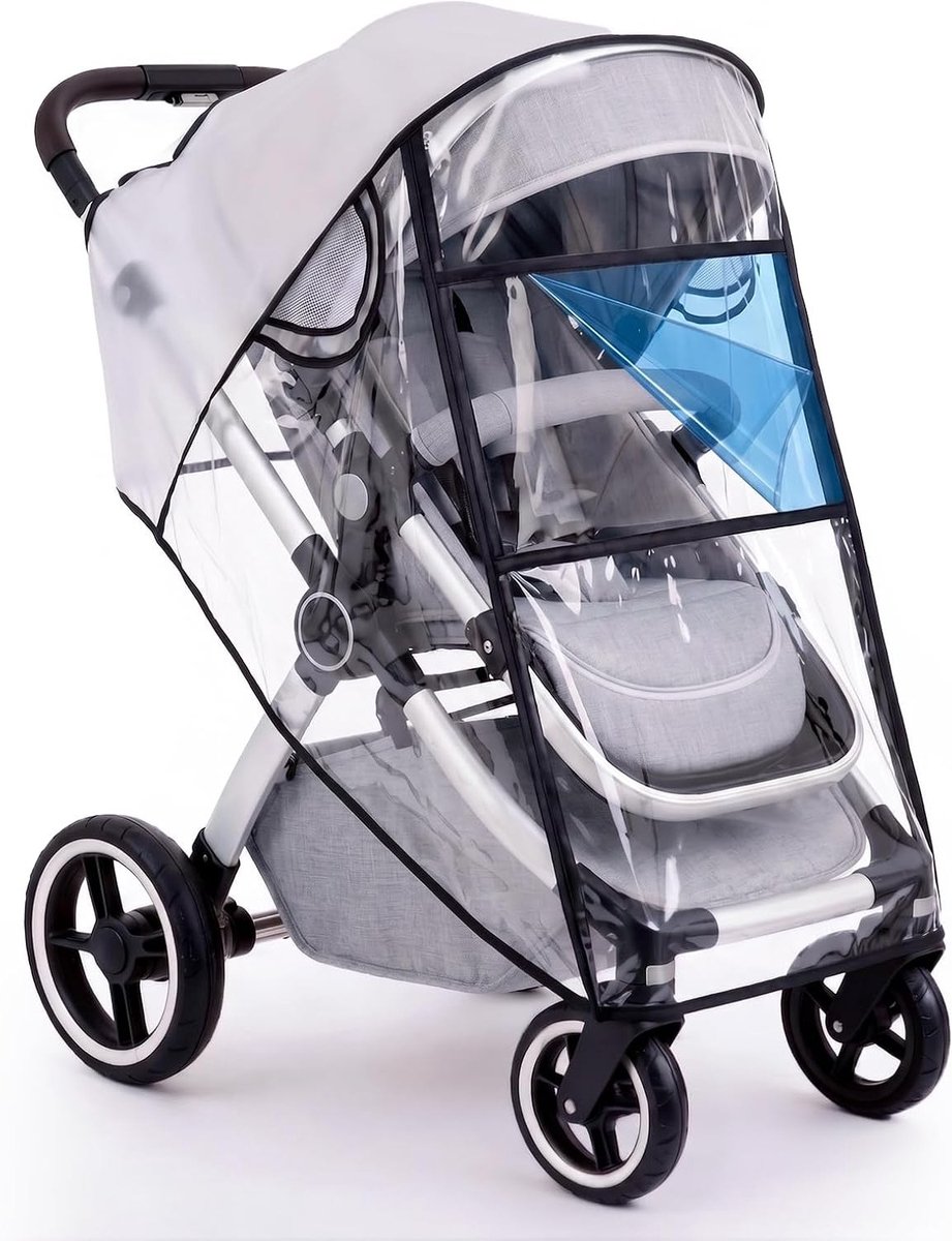 Universele Regenhoes voor Kinderwagen en Buggy, Waterdicht en Ademend met Heldere Zicht, Eenvoudige Installatie en Grote Opening