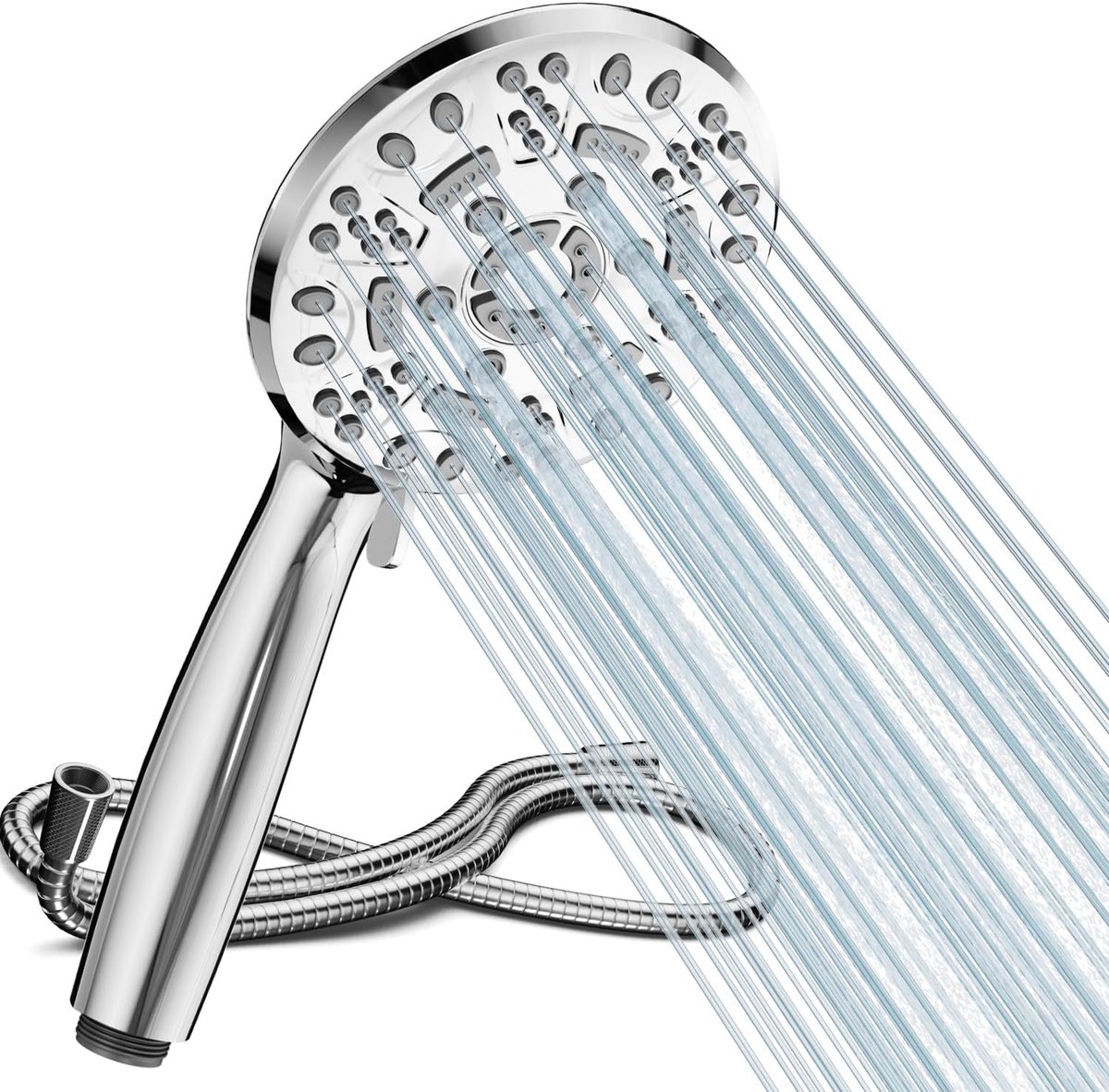 SnelShoppen - Handdouche met Slang - Waterbesparende Doucheset met 8 Stralingsmodi - Hoge Druk Douchesysteem - Grote Regen Douchekop - Chroom Afwerkin