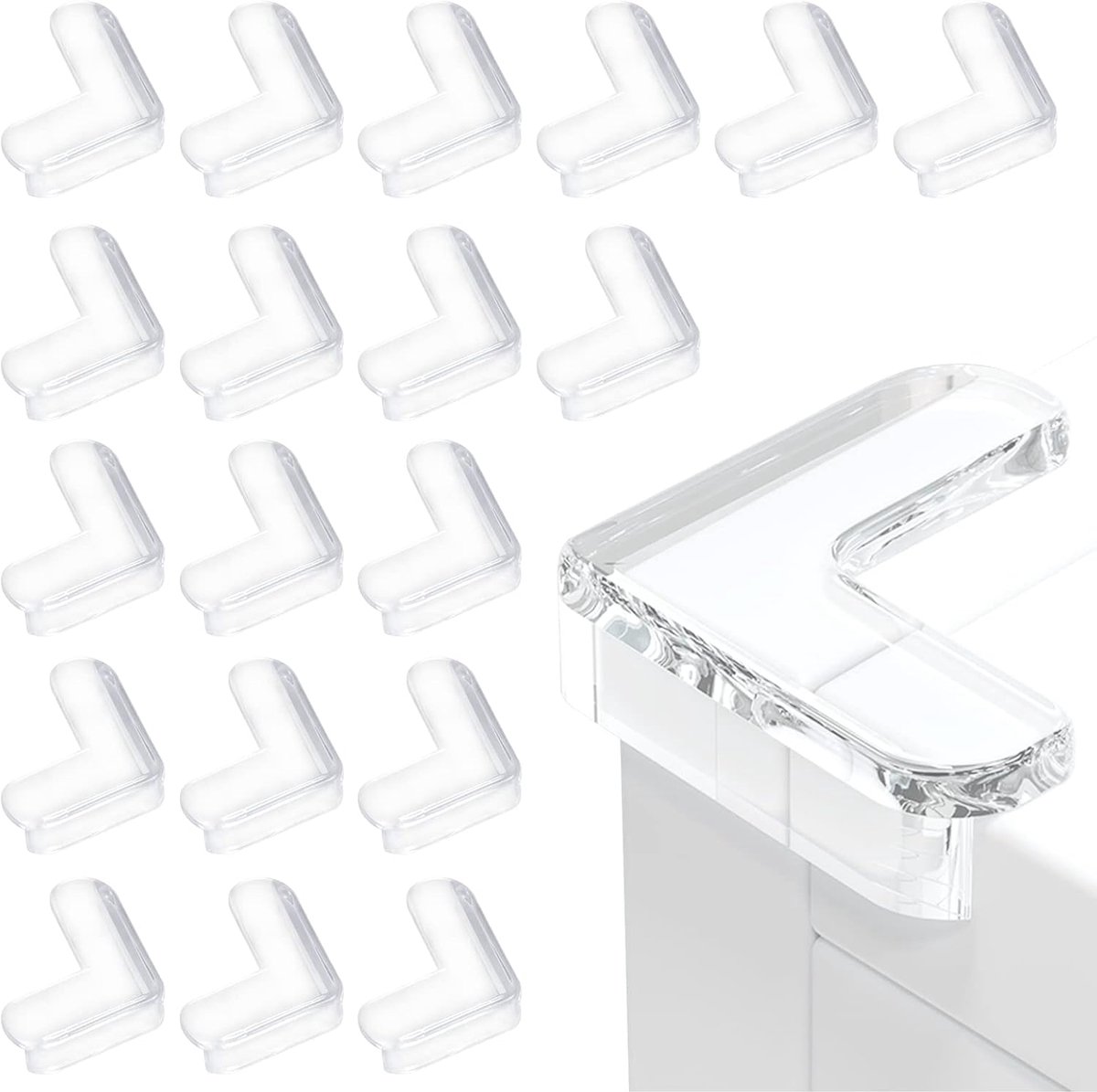 SnelShoppen - 20pcs Baby Tafelrandbescherming, Transparant en Hoge Elasticiteit, Veilig voor Tafelhoeken en Meubels, Soft PVC, Ideaal voor Kinderen