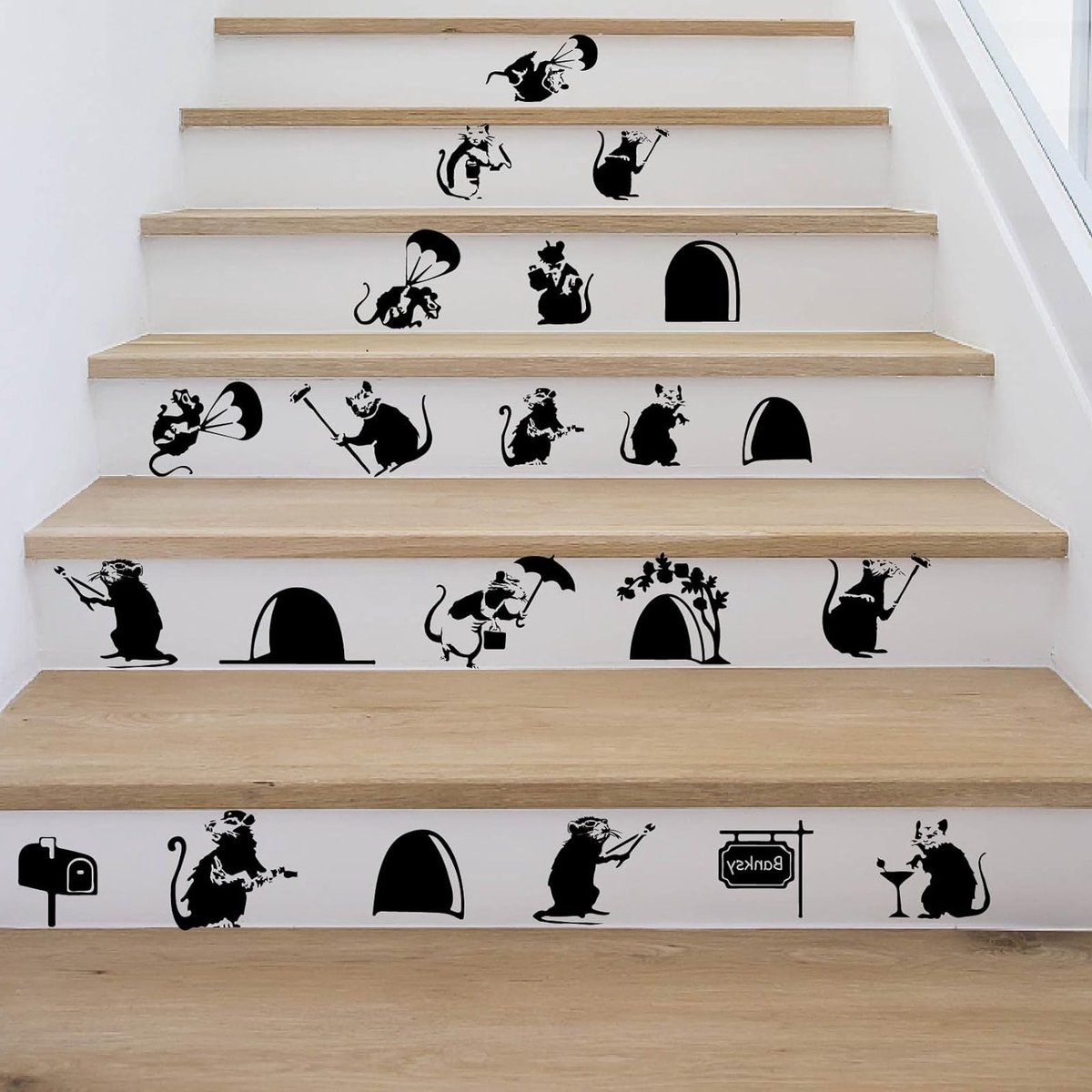 22 Stuks Schattige 3D Muizengaten Muurstickers - Verwijderbare Wanddecoratie voor Keuken, Kinderkamer en Woonkamer - Creatieve DIY Decoratie voor Deuren en Kasten