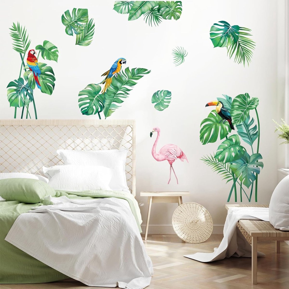Muurstickers met Tropische Bladeren en Palmbladeren voor Artistieke Decoratie in Woonkamer, Slaapkamer en Kantoor