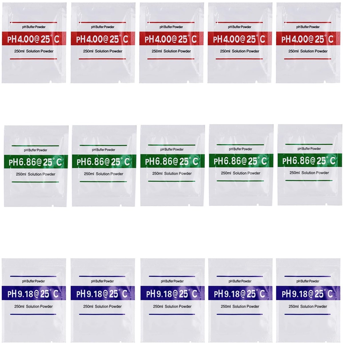 SnelShoppen - 15 x pH Kalibratiepoeder voor pH Meter 4.00, 6.86, 9.18 | pH Kalibratiebuffer Set voor Nauwkeurige Metingen | Voor Laboratorium, Tuin, K