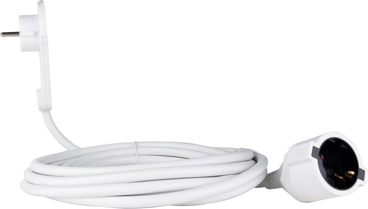 SnelShoppen - Smart Flat Plug Verlengsnoer 3 Meter - Platte Stekker 8 mm - Max. 3680 W - Wit - Ideaal voor Thuis, Keuken en Achter de Kast