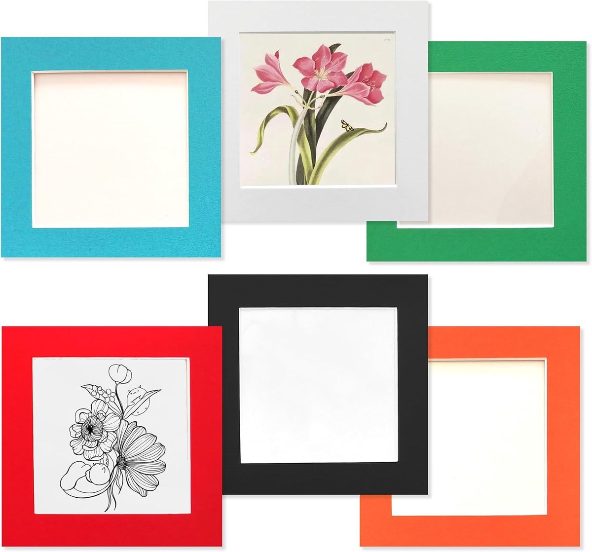 Set van 6 Zelfklevende Fotolijsten 15x15 cm (6x6 inch) - Kleurrijk Decoratie voor Muur