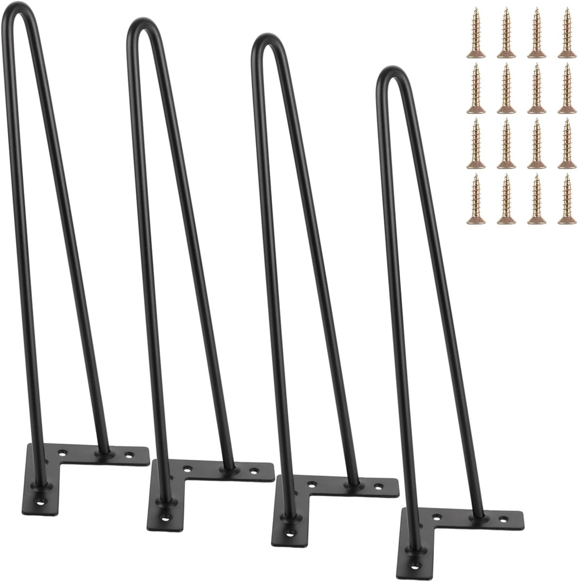 SnelShoppen - Set van 4 Metalen Tafelpoten 40 cm, Haarspeld voor Stoelen, Kantoor, Wrought Iron, Matte Zwart, Duurzaam en Stevig voor Meubelprojecten