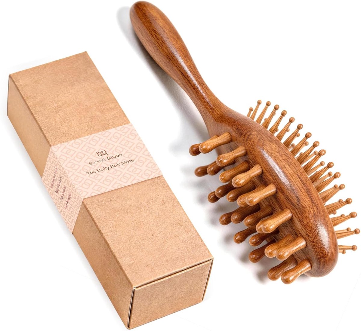 SnelShoppen - Dubbelzijdige Luxe Houten Kam voor Hoofdmassages, Houten Ontklitkam voor Mannen en Vrouwen, Sandelhouten Kam voor Haarverzorging en Ontk