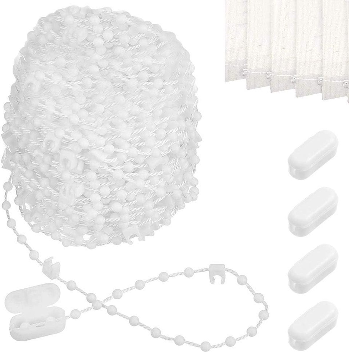 SnelShoppen - 25m Vertical Blind Bottom Chain met 5 Pearl Connectors voor 89mm Slats - Eenvoudige Installatie voor Rolluiken en Gordijnen