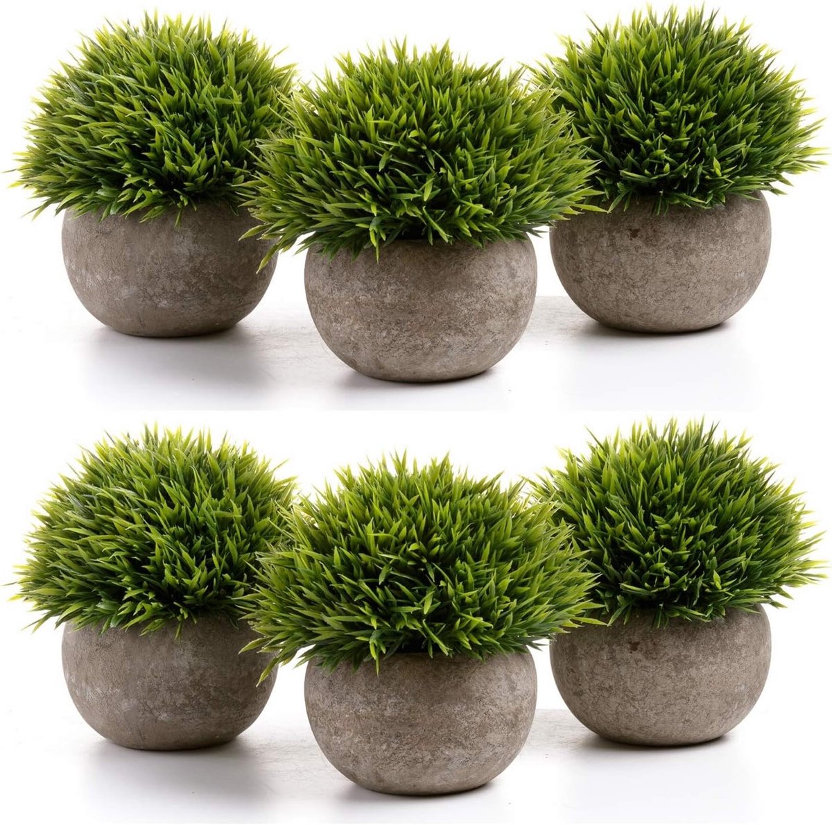 Set van 6 Kleine Kunstplanten in Grasgroen voor Binnengebruik, Perfect voor Kantoor en Thu