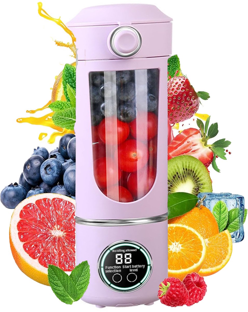 KZQ 700 ml draagbare fruitmixer - USB oplaadbaar met hoge snelheid - Perfect voor smoothies en eiwitshakes - Ideaal voor thuis en onderweg - Paars
