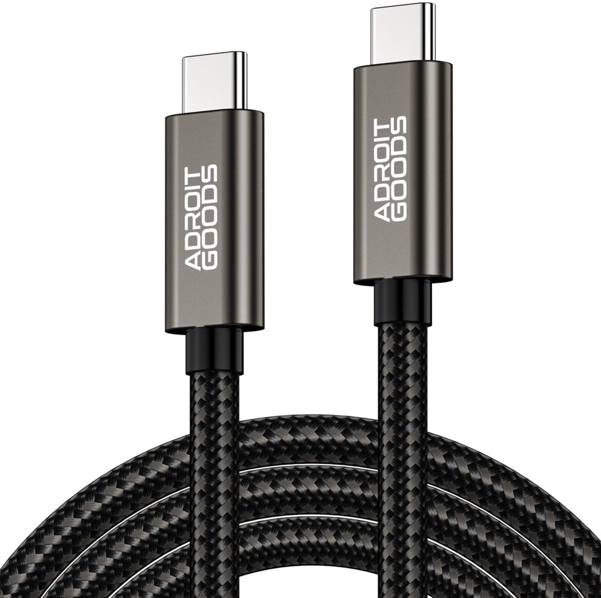 AdroitGoods USB-C Kabel 100W – PD Snellader, 20Gbps Dataoverdracht, 4K Video, E-Marker Chip – Premium Gevlochten USB-C naar USB-C Kabel - 0,5 m