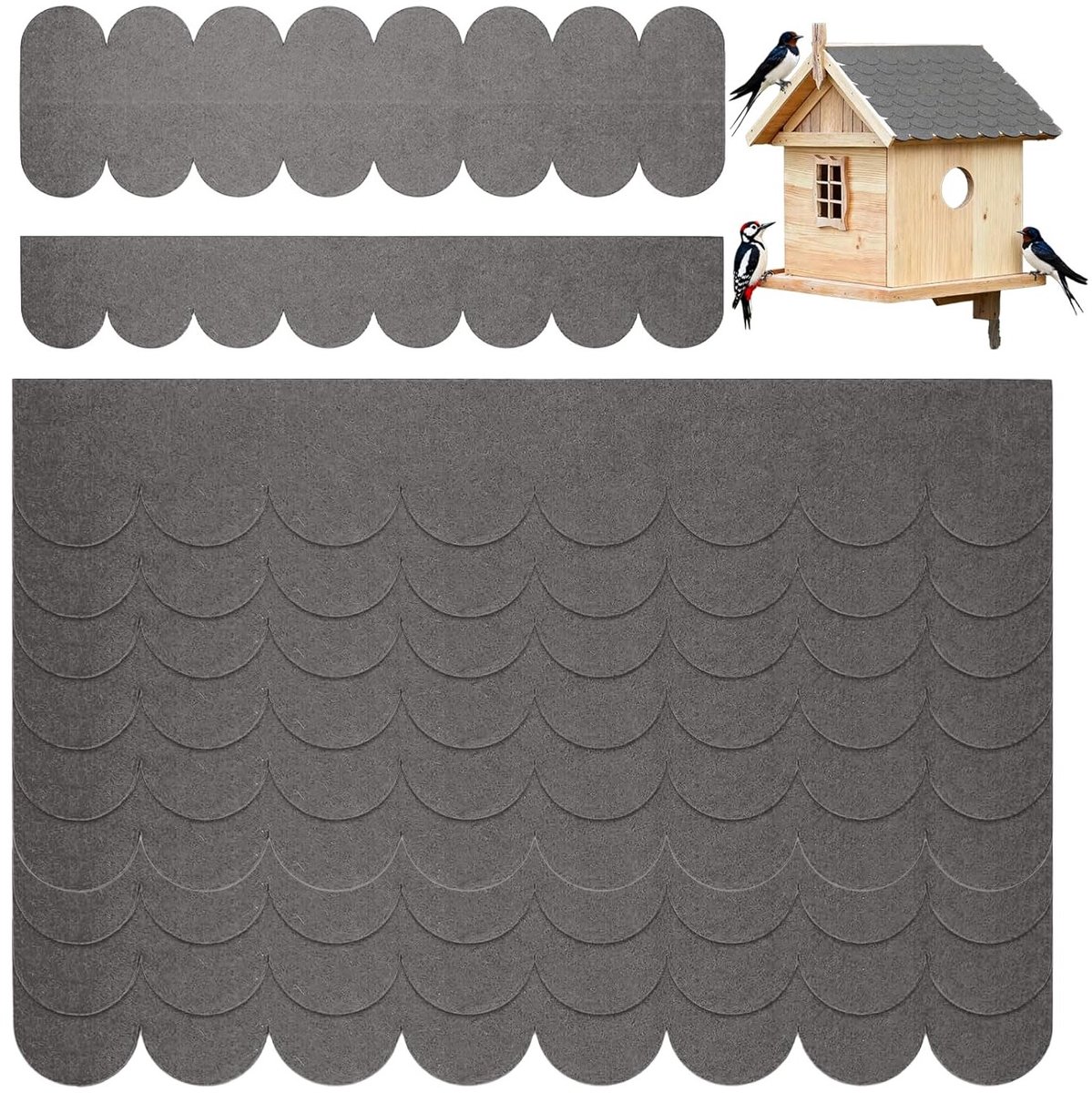 Set van 32 Zelfklevende Dakbedekking voor Vogelhuisjes (30x5cm & 30x11cm) - Ideaal voor DIY Vogelhuisjes, Konijnenhokken en Insectenhotels in Grijs