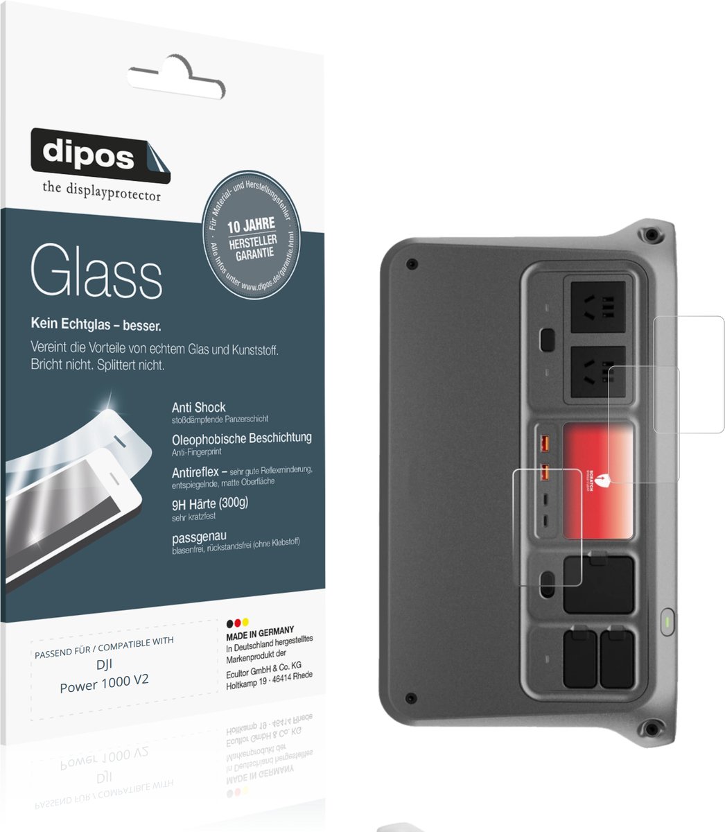 dipos – 2x Matte Pantserfolie geschikt voor DJI Power 1000 V2 | 9H Screenprotector