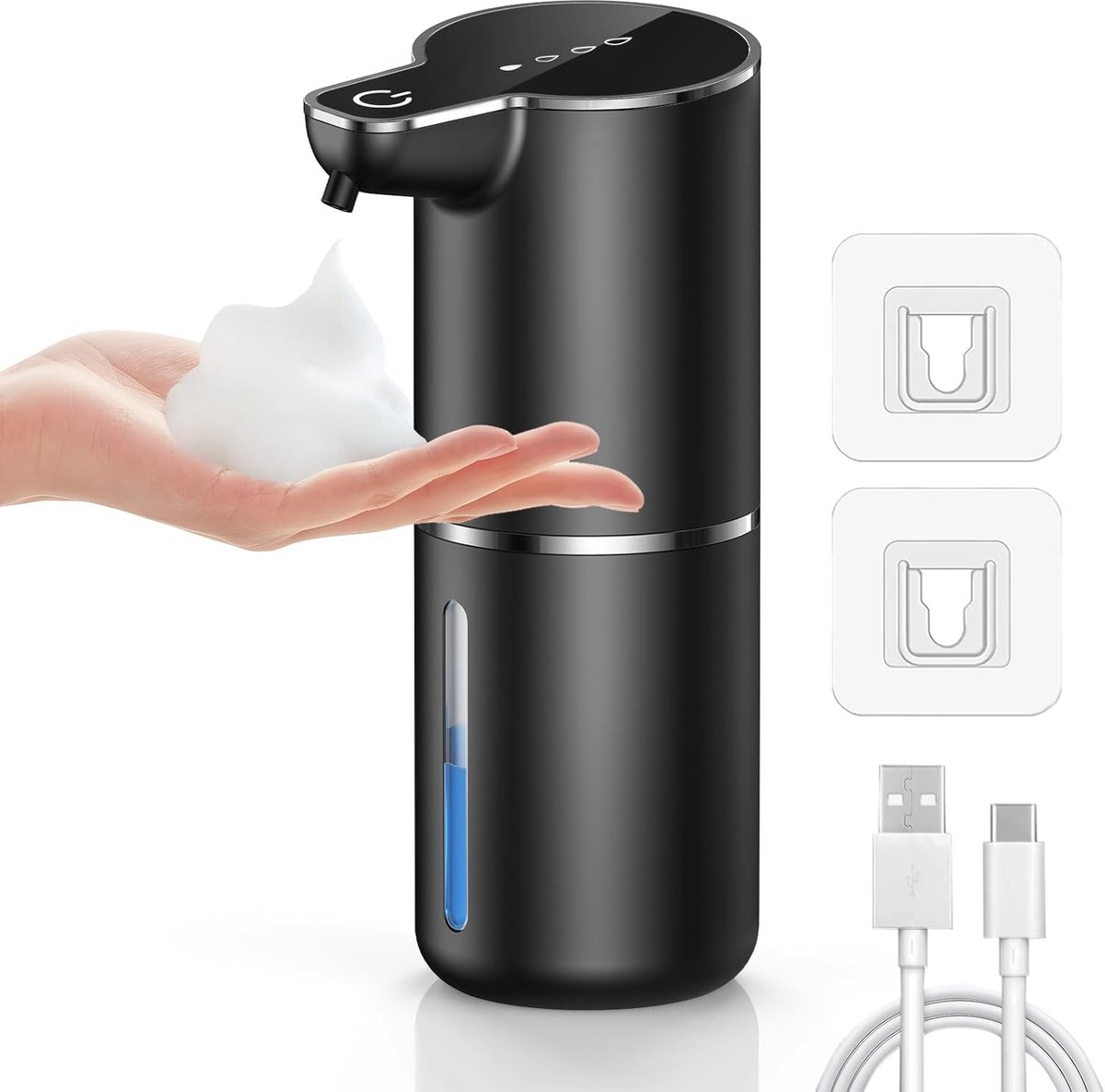 SnelShoppen - Automatische Zeepdispenser, Wandmontage, Contactloze Elektrische Zeepdispenser met Sensor, 4 Instellingen, Verstelbare Schuimzeepdispens