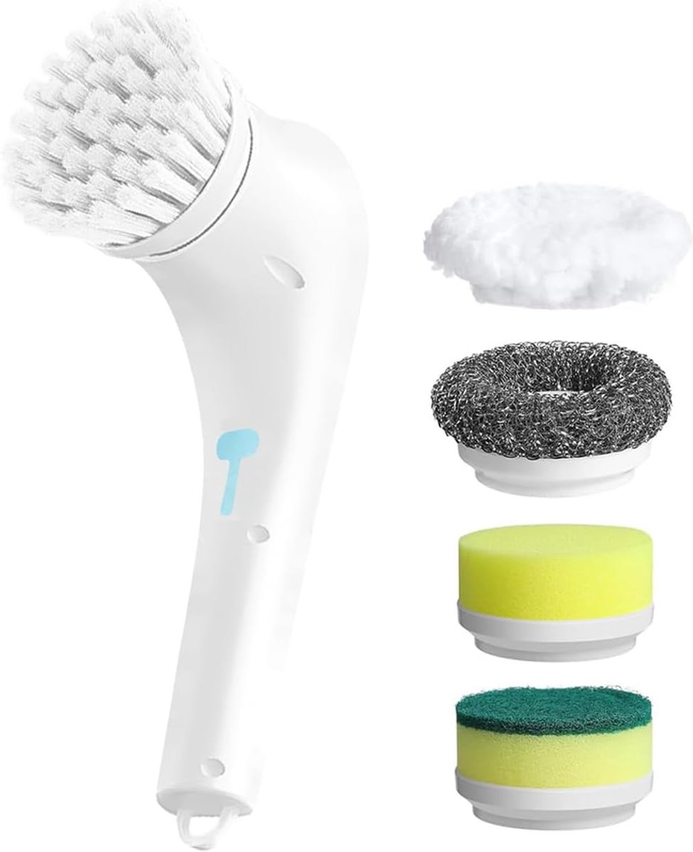 SnelShoppen - Draadloze Elektrische Spider Scrubber - Oplaadbare Schoonmaakborstel met 5 Vervangbare Borstels voor Thuis en Badkamer, Efficiënte Reini
