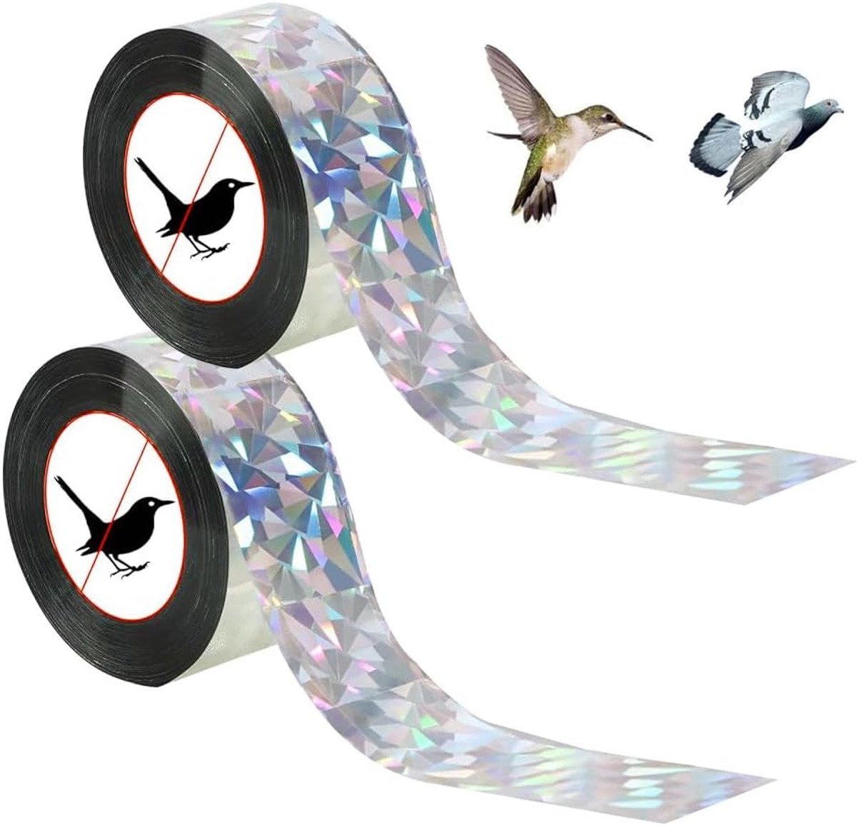SnelShoppen - Bird Scare Tape 2-pack, Reflecterende Dubbelzijdige Afschrikband, 328ft Holografische Flashtape voor Duiven, Meeuwen, Kraaien - Perfect