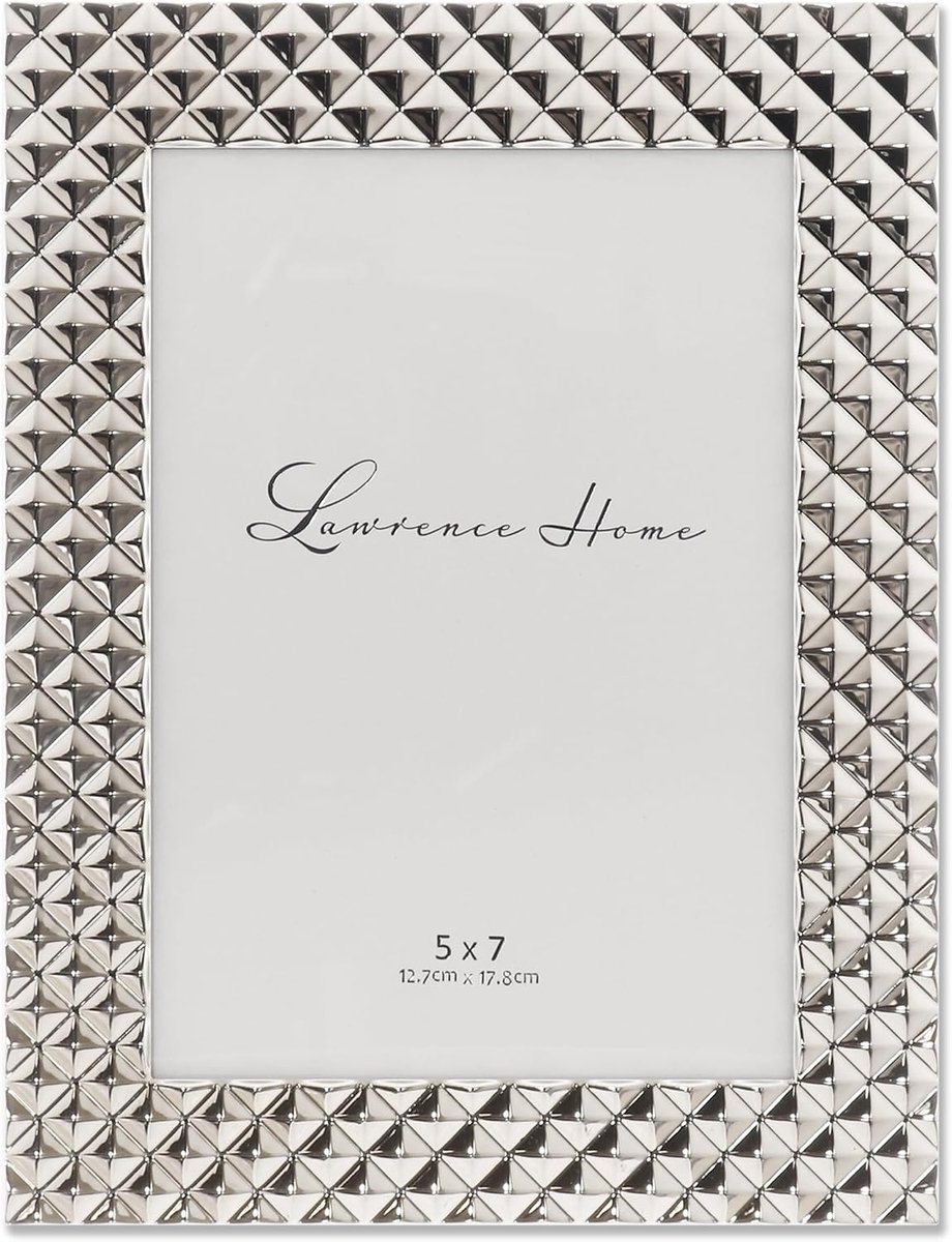 Diamant Patroon Gepolijst Metalen Fotolijst 5x7 Zilver