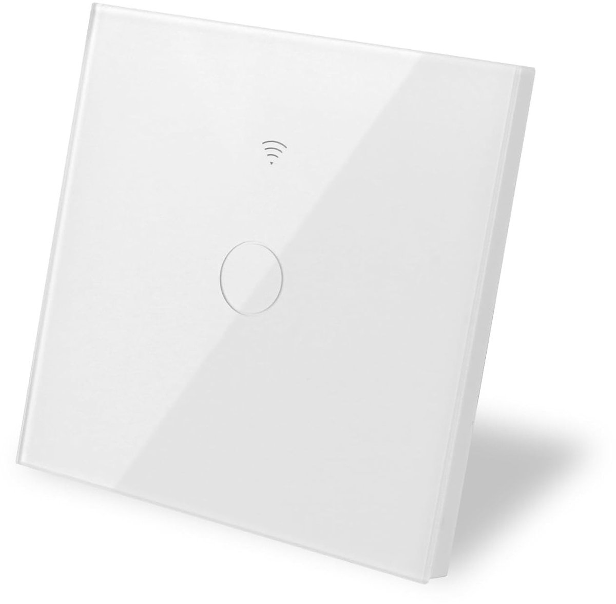 Slimme WiFi Touch Switch met Glazen Paneel - 1 Gang, Compatibel met Alexa en Google, Smart Life/Tuya, 86 mm, Wit en Energiezuinig