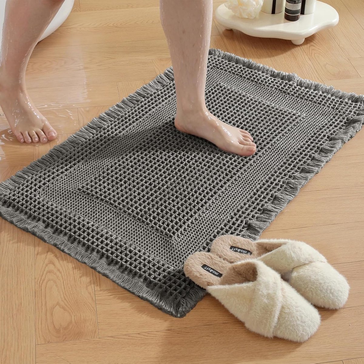 SnelShoppen - Antislip Badmat 40x60cm, Super Absorberend Douchemat, Zacht Microvezel Badtapijt, Machinewasbaar, Donkergrijs Voor Badkuip En Badkamer
