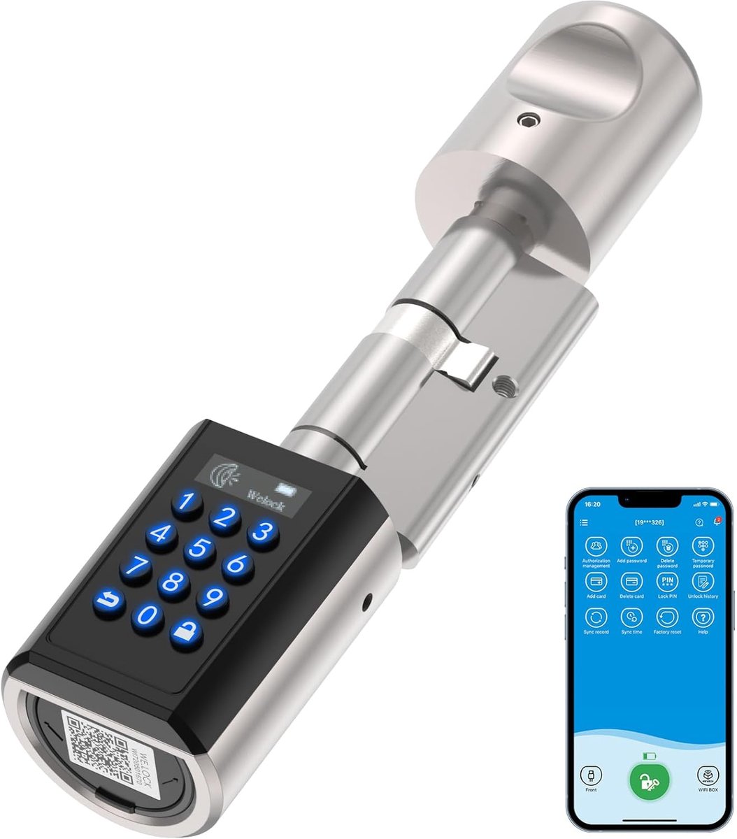 SnelShoppen - WELOCK Sleutelloze Deurslot, Elektronisch Combinatieslot, APP Controle, Bluetooth Code Slot, Verstelbaar Deurslot IP65, Geschikt voor De