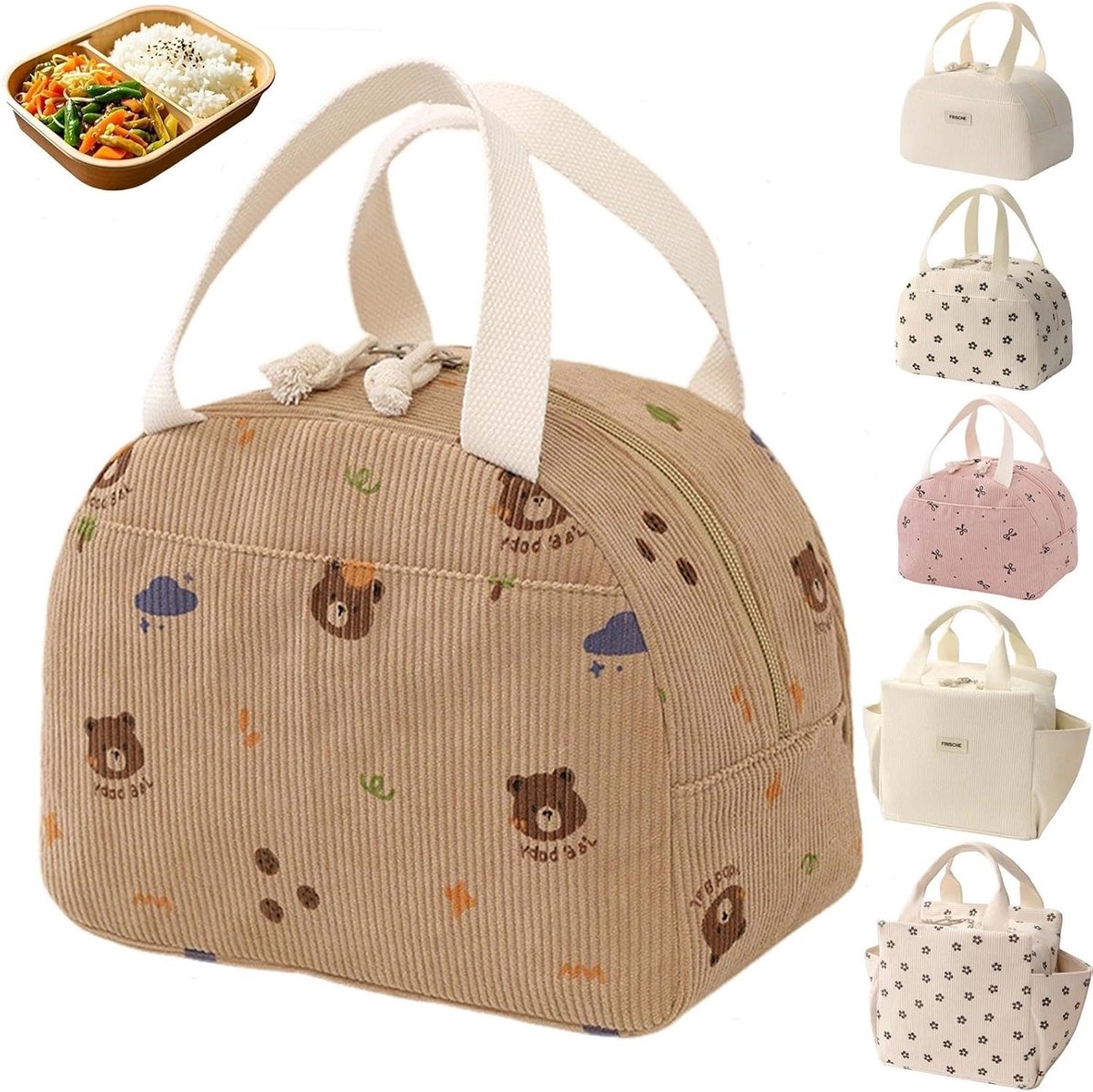 Thijox - 6,5L Lunchbox Draagbare Thermotas Opvouwbare Lunchtas Berenmotief Isoleertas voor Kantoor School Camping