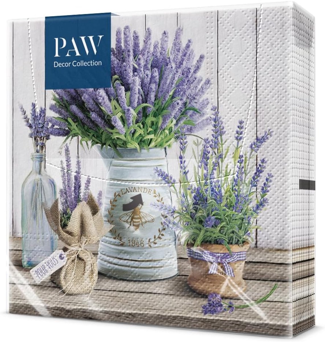 SnelShoppen - Papieren Servetten 3 Laags (33 x 33 cm) - 20 Stuks - Milieuvriendelijk - Paars met Natuur & Dieren Motief - Feestdecoratie, Tafelversier