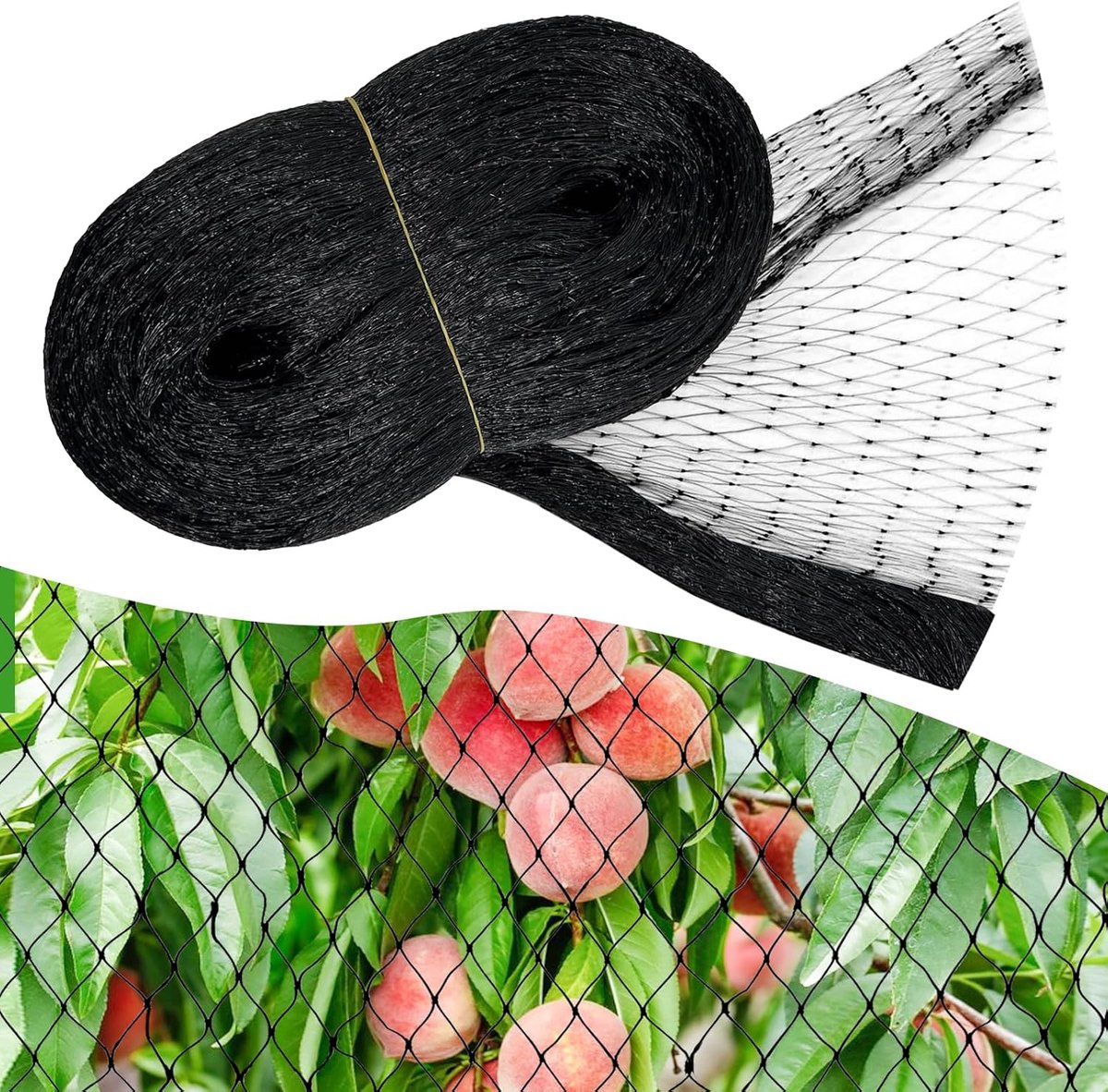 SnelShoppen - Vogelbeschermingsnet 4 x 10 m Zwart - Fijnmazig Plantenbeschermingsnet voor Tuin, Balkon, Vijver, Kersenboom - Duivennet, Robuust Nylon,