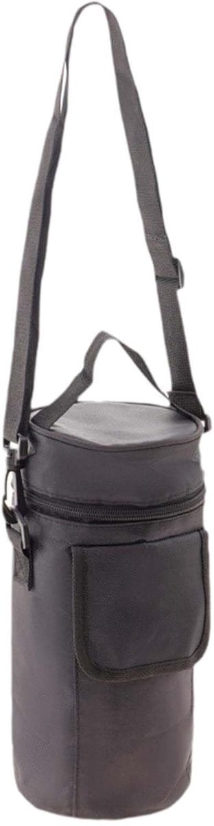 SnelShoppen - Oxford Water Bottle Cooler Bag met Verstelbare Schouderband, Ideaal voor Dranken, Rode Wijn, Sport, Strand, Zwart, Hoogwaardige Isolatie