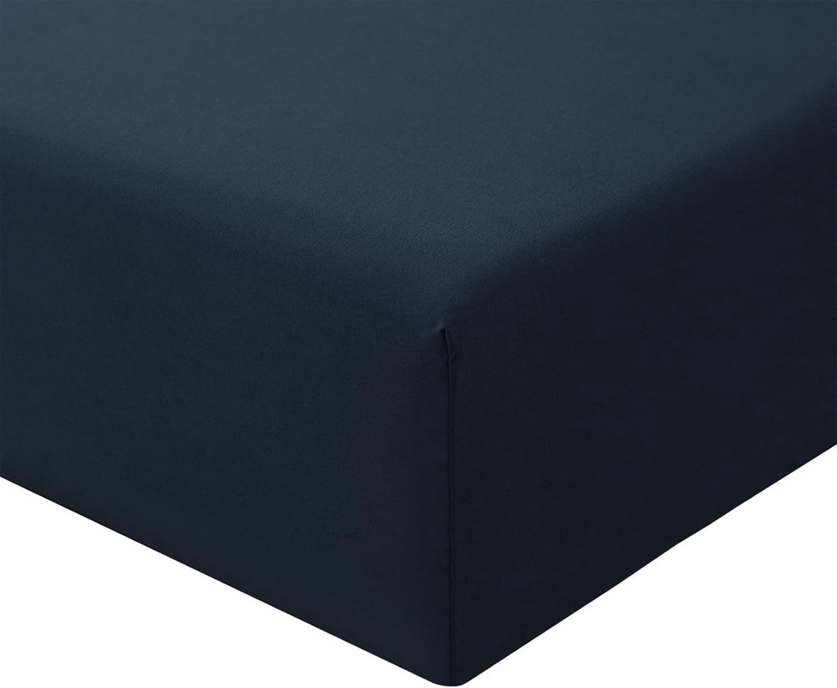 SnelShoppen - Fitted Sheet 90x200cm - Navy Blue Microfiber Box Spring Bed - Zachte Beddegoed met Elastische Hoeken - Geschikt voor Matras Hoogte 30cm
