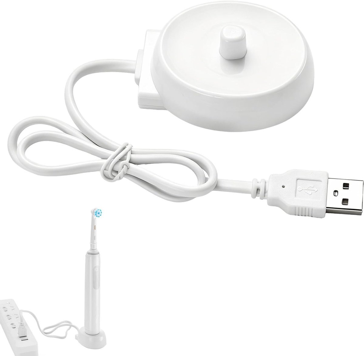 Inductief Oplaadstation voor Elektrische Tandenborstels, Geschikt voor Diverse Oral-B Modellen zoals Genius X en Vitality, USB Oplader voor Thuisgebruik