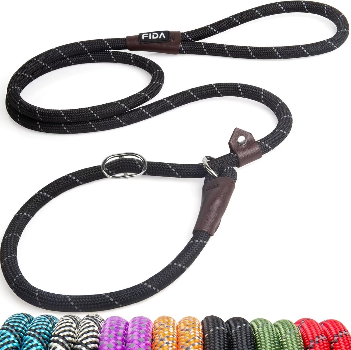 SnelShoppen - Slip Rope Hondenriem 1.8m | Verstelbaar, Eenvoudig aan te trekken, Duurzaam en Weerbestendig, Reflecterende Stiksels, Zwart/S