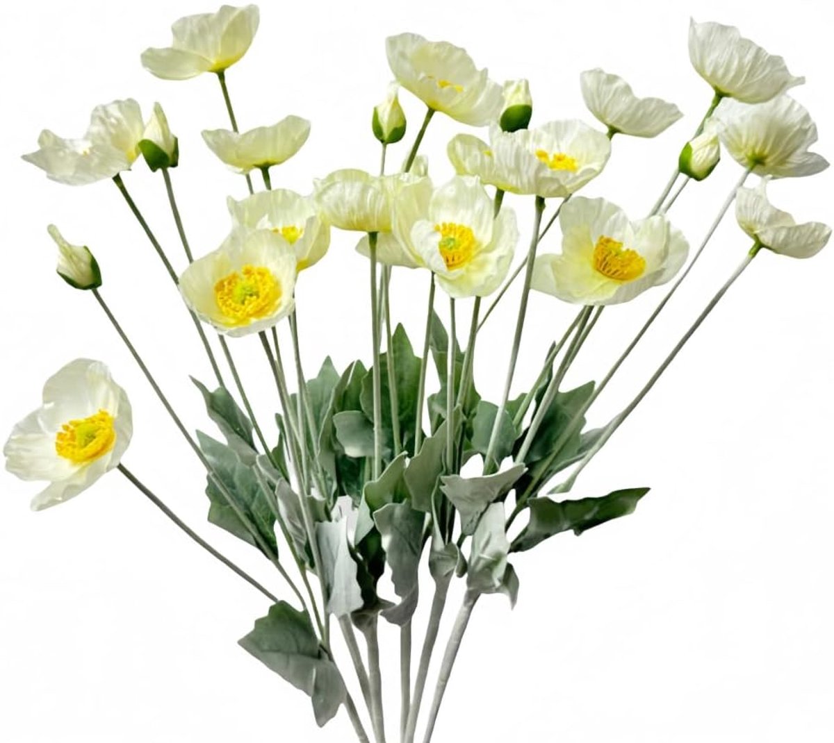 SnelShoppen - Poppies Flowers Kunstbloemen - Ranunculus Zijde Bloemen met Stelen - Faux Bloemstelen voor Bruiloft, Feest, Tuin, Binnen- en Buitendecor