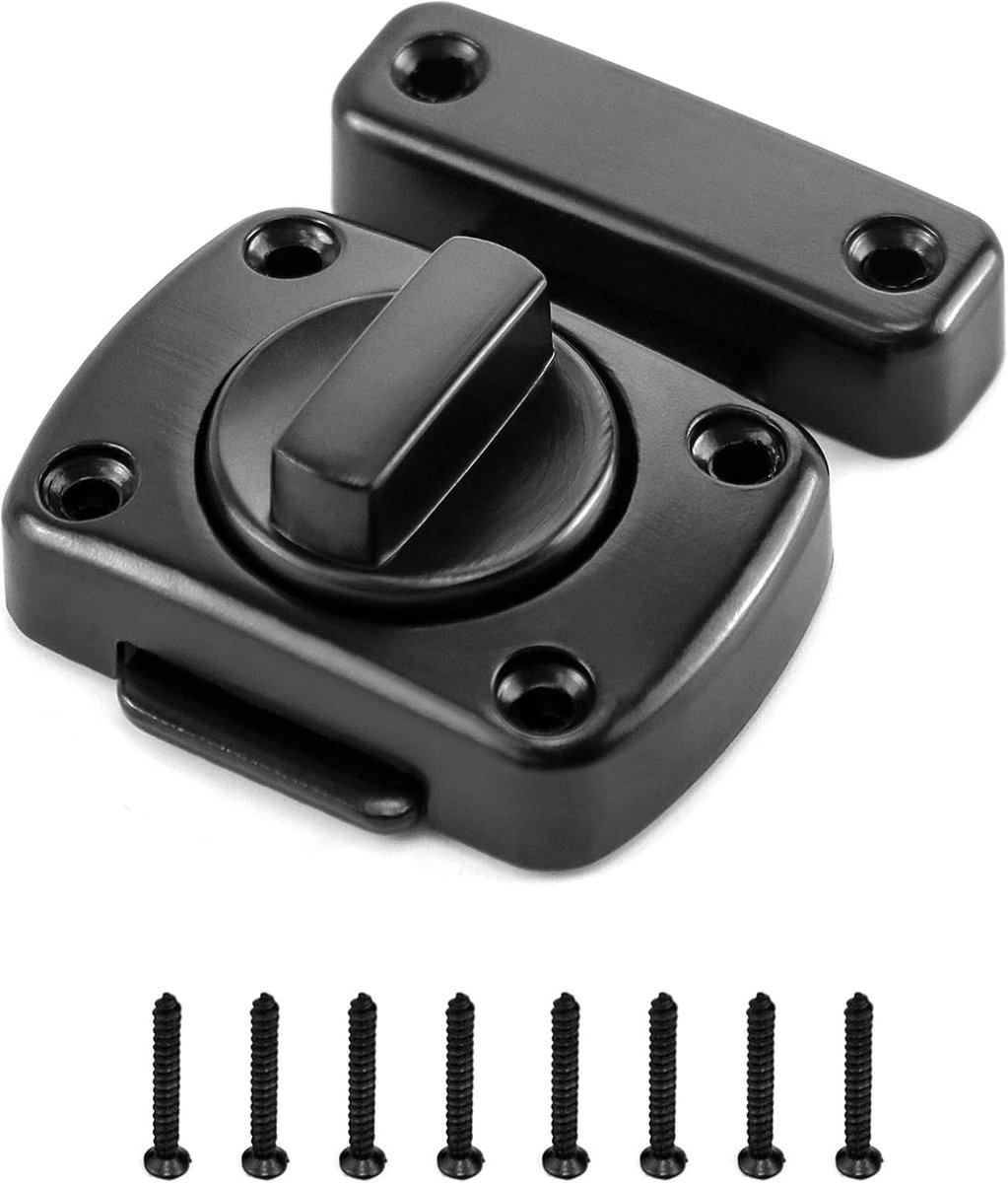 SnelShoppen - Deur Slot met Schroeven voor Deur, Kast, Raam, Zwart, Hoogwaardige Zinklegering, 1 Stuk, Veilig en Betrouwbaar voor Badkamer, Garage, Sh