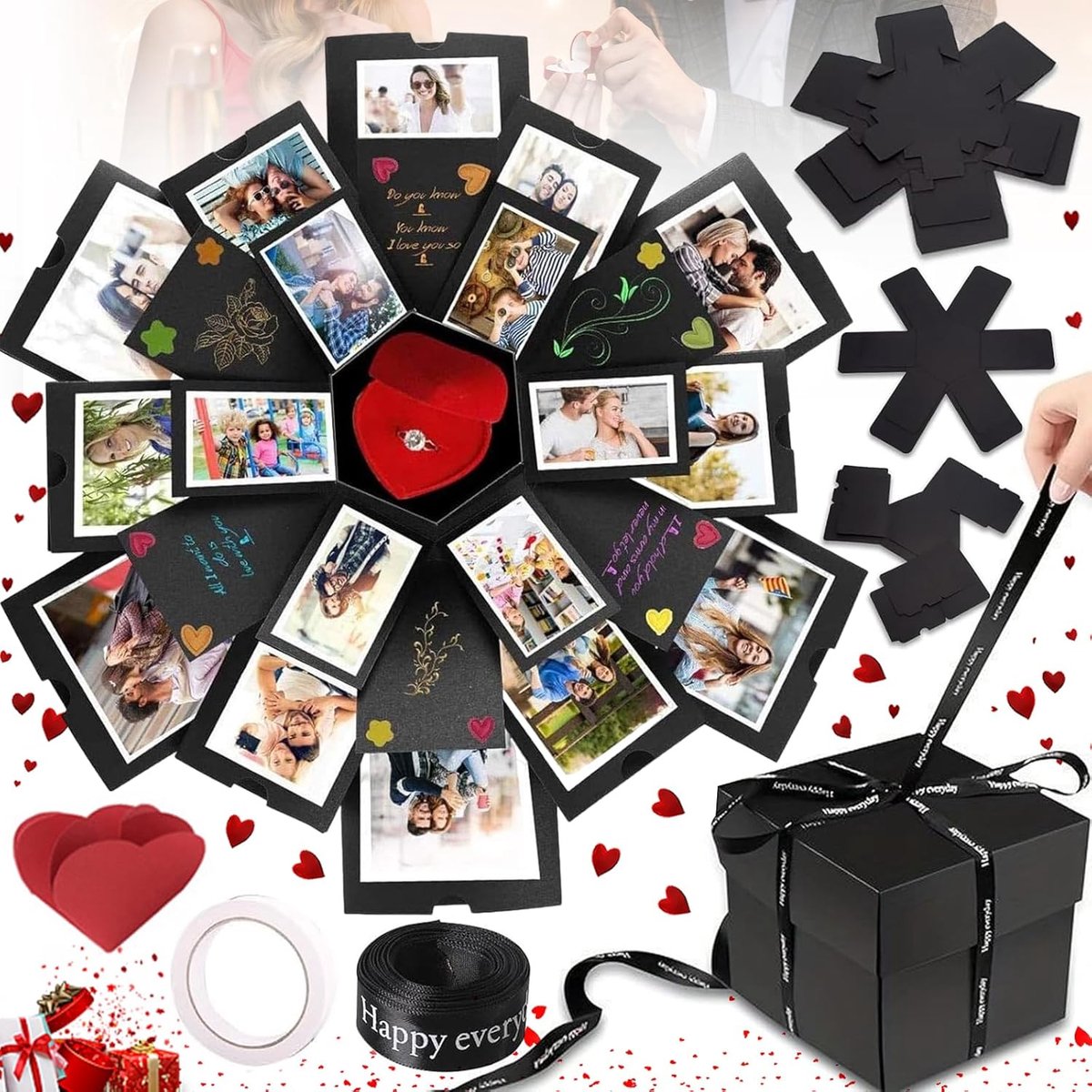 SnelShoppen - DIY Explosie Box, Foto Box Cadeau, Persoonlijke Scrapbook, Verjaardagscadeau, Fotobox voor Herinneringen en Speciale Gelegenheden